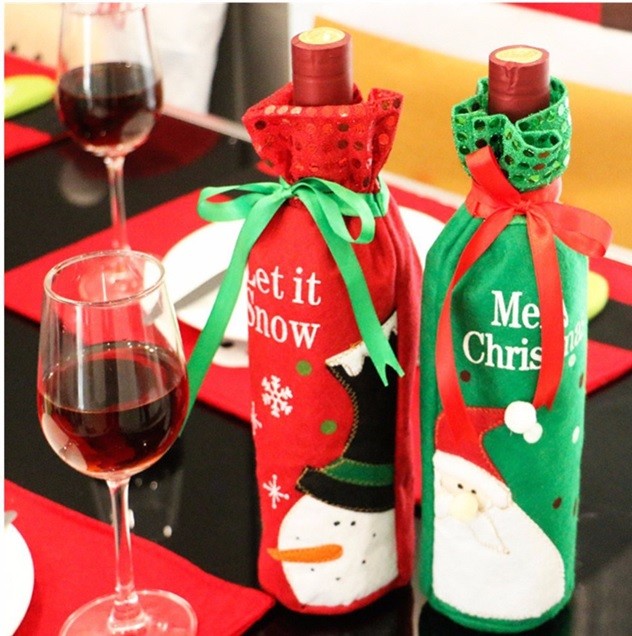 Sacchetto natalizio contenitore per bottiglia di Vino