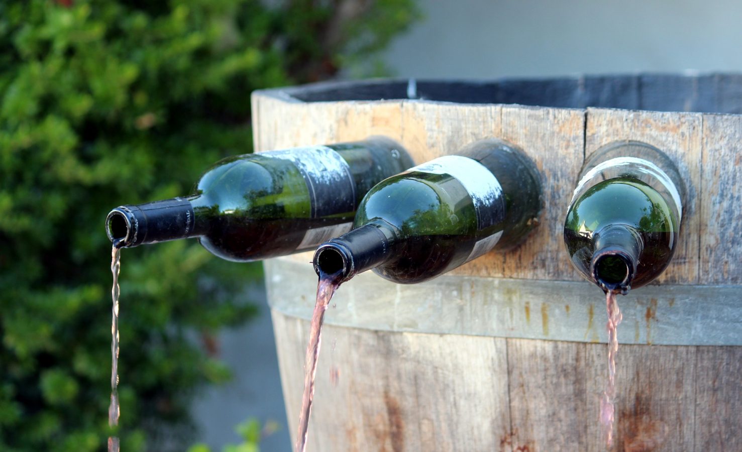 fontane di vino con le bottiglie