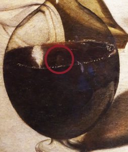 Close-up detail of an evident self potrait in Bacchus