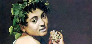 Close-up view of Young Sick Bacchus's gaze 